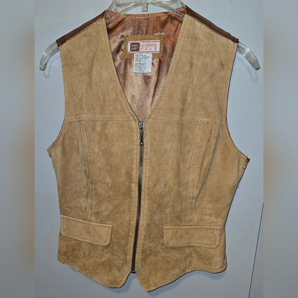 Faded Glory Jackets & Blazers - Vintage 90s Y2K Tan Suede Leather Zip-up Vest Faded Glory Women's M